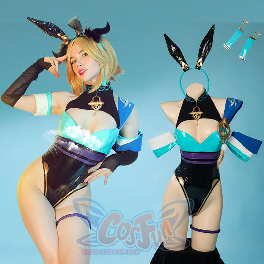 【Ready To Ship】Cosfun Gesnhin Impact Scaramouche Wanderer Derivative Bunny Girl Bodysuit