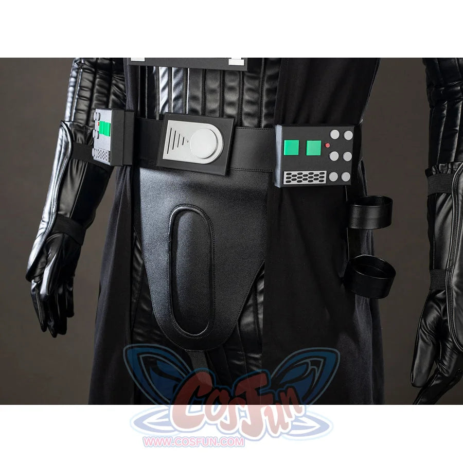 Galactic Saga Darth Vader Anakin cosplay belt control boxes frame the waist beneath the chest panel and black glove