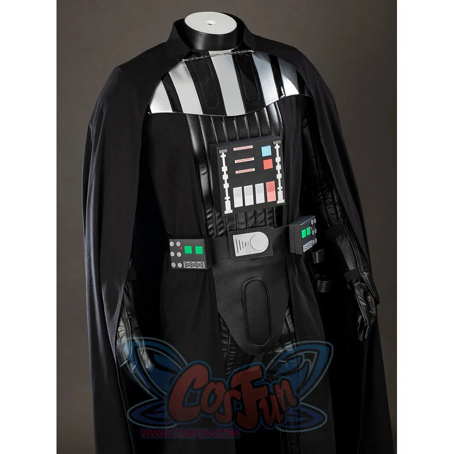 Galactic Saga Darth Vader Anakin cosplay chest panel close-up sets colored control blocks over glossy black armor