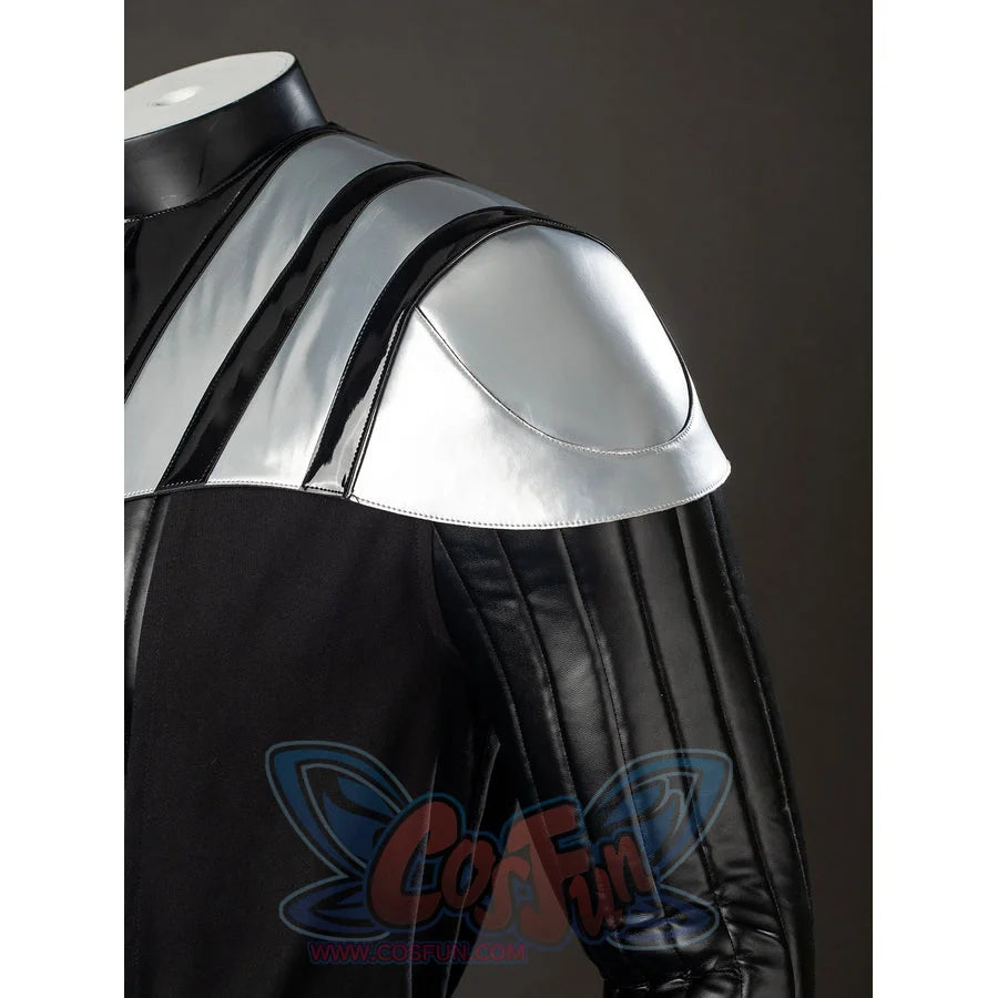 Galactic Saga Darth Vader Anakin cosplay shoulder armor detail curves over a ribbed sleeve and black cape panel