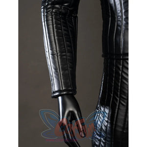 Galactic Saga Darth Vader Anakin cosplay wrist guard close-up pairs ribbed forearm armor with a matching leg cover