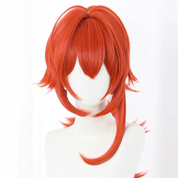 cosfun Game Genshin Impact Diluc Cosplay Wig Reddish brown  display picture 1