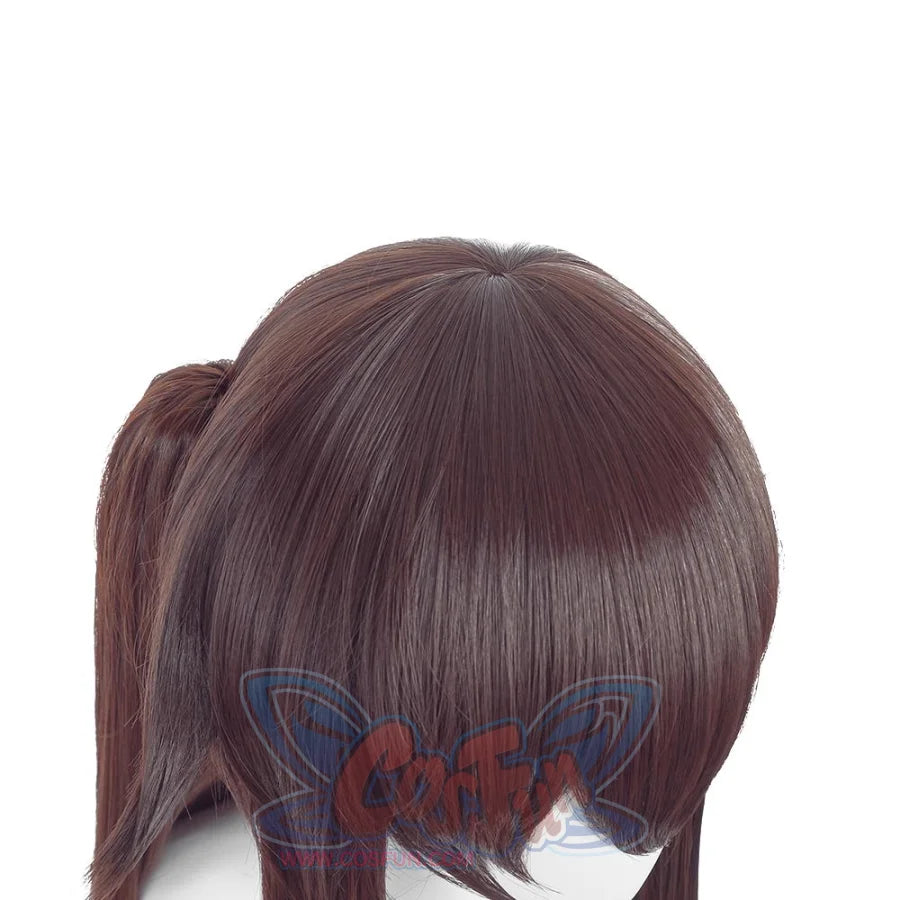 Hu Tao cosplay wig, close-up of synthetic fibers, heat resistant and silky texture