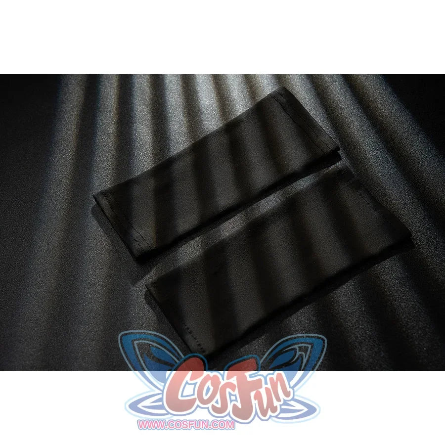 Genshin Impact Bennett cosplay wrist guards detail sets black folded cuffs into a clean rectangular pair