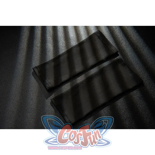 Genshin Impact Bennett cosplay wrist guards detail sets black folded cuffs into a clean rectangular pair