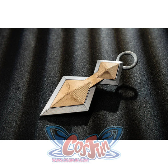 Genshin Impact Bennett cosplay waist charm detail anchors a gold-tone diamond piece to a silver-tone ring