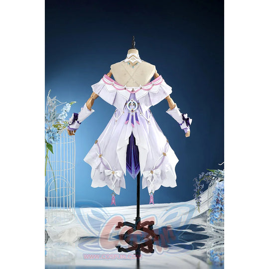 Genshin Impact Citlali cosplay costume back view layers an off-shoulder dress and high collar.