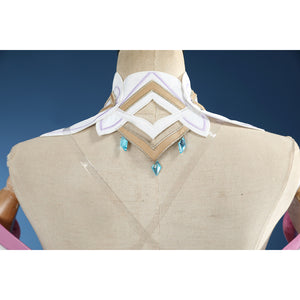 Genshin Impact Citlali cosplay costume collar back with gold geometric trim and gems.