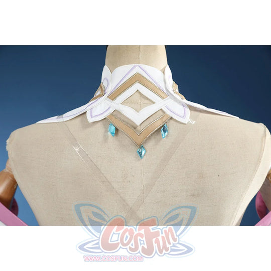 Genshin Impact Citlali cosplay costume collar back with gold geometric trim and gems.