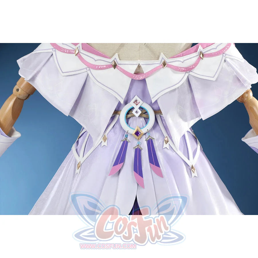 Genshin Impact Citlali cosplay bodice detail centers a beaded collar and feathered pendant.