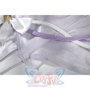 Genshin Impact Citlali cosplay costume pairs shimmery purple fabric with a satin bow.