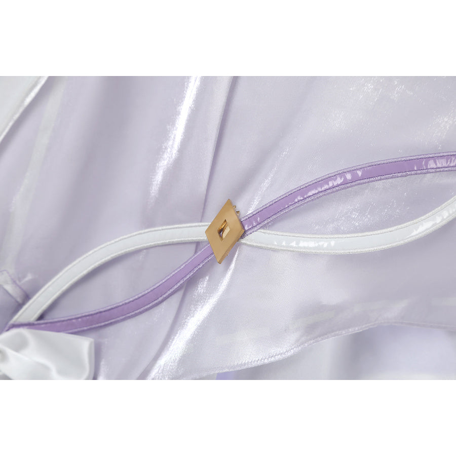 Genshin Impact Citlali cosplay costume pairs purple and white straps with a gold buckle.