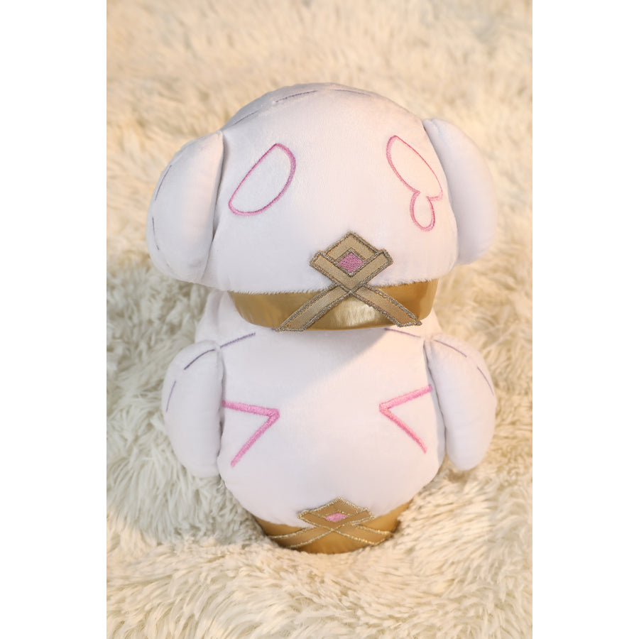 Genshin Impact Citlali cosplay shoes top view centers gold crossed straps and pink embroidery.