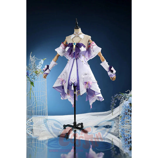 Genshin Impact Citlali cosplay costume pairs a lavender dress with detatchable sleeves.
