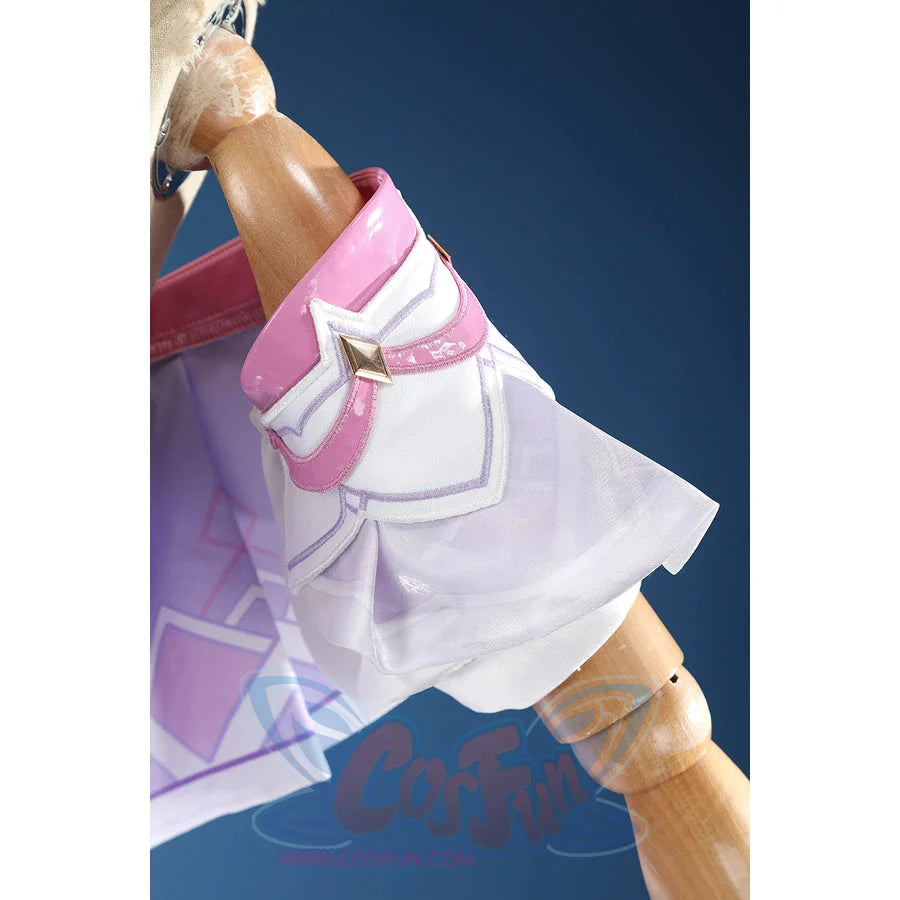 Genshin Impact Citlali cosplay sleeve detail layers a pink cuff with white ruffles and a gold star.