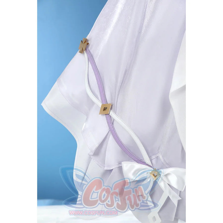 Genshin Impact Citlali cosplay costume pairs sheer sleeve ruffles with a satin bow and trim.