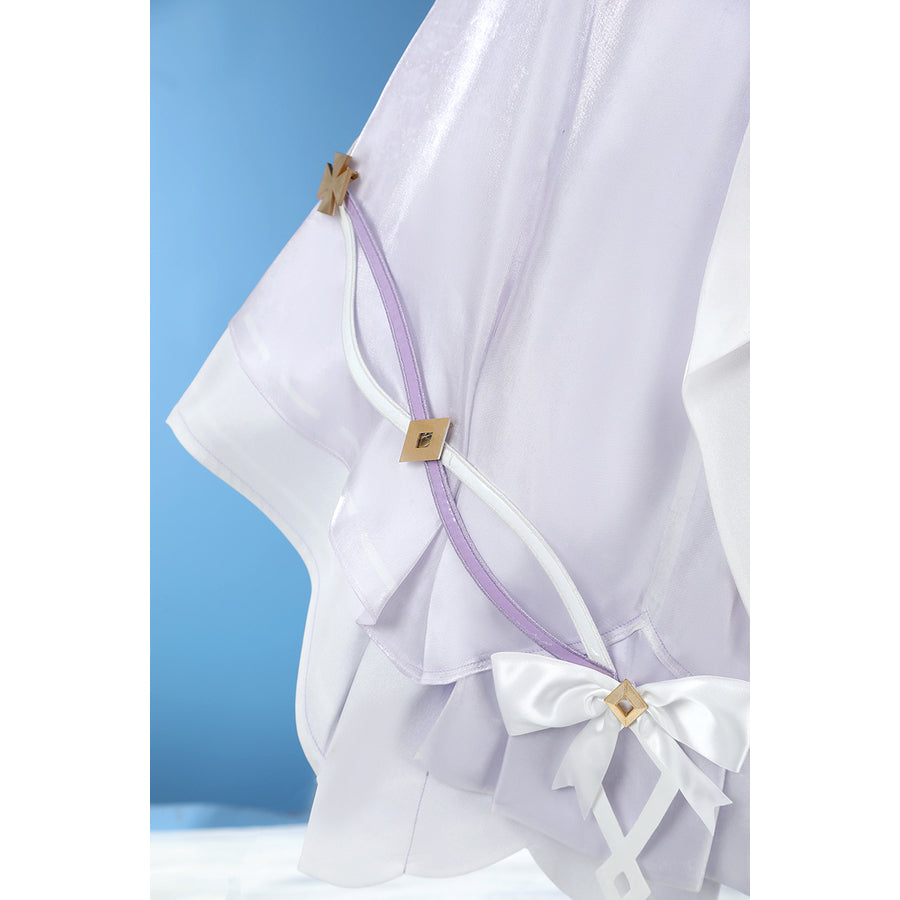 Genshin Impact Citlali cosplay costume pairs sheer sleeve ruffles with a satin bow and trim.
