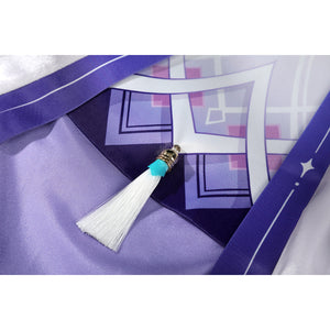 Genshin Impact Citlali cosplay costume centers a white tassel on a geometric printed fabric.