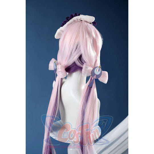Genshin Impact Citlali cosplay wig back view layers long pink and purple fibers with accessories.