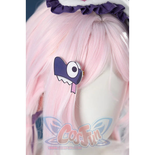 Genshin Impact Citlali cosplay wig detail pairs pink fibers with a character hair clip.