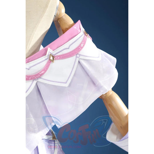 Genshin Impact Citlali cosplay costume pairs white and pink ruffles with a gold-colored accent.