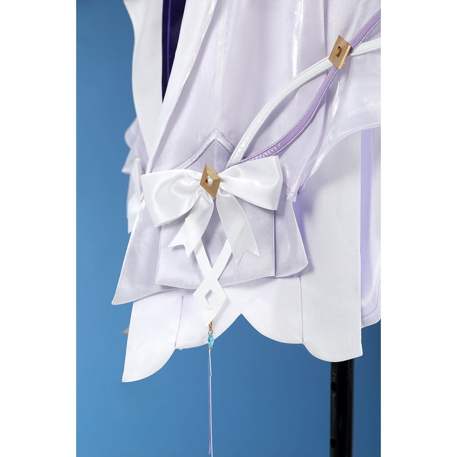Genshin Impact Citlali cosplay costume centers a white satin bow with gold accents and a pendant.