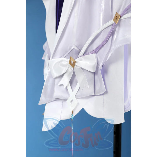 Genshin Impact Citlali cosplay costume centers a white satin bow with gold accents and a pendant.