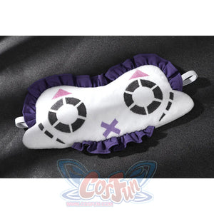 Genshin Impact Citlali cosplay sleep mask accessory frames plush white fabric and purple ruffles.