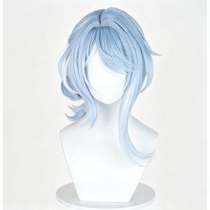 COSFUN Genshin Impact Odette cosplay wig layers light blue fibers into soft curves that frame the face with elegant style.