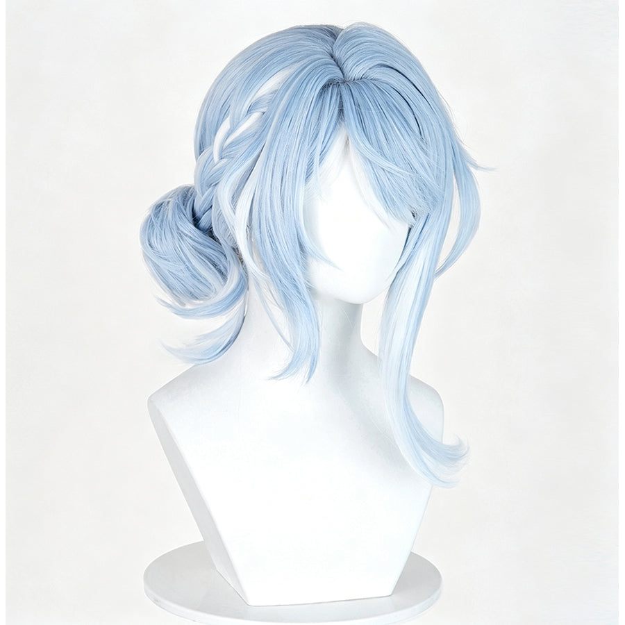 COSFUN Genshin Impact Odette cosplay wig layers light blue fibers into soft curves that frame the face with elegant style.