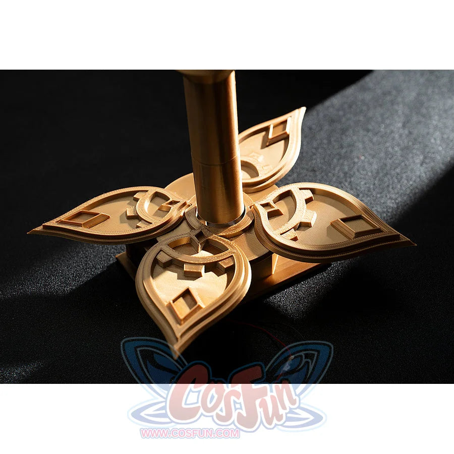 Genshin Impact Sandrone cosplay clockwork spring prop base layers gold-tone leaf gears around a central shaft