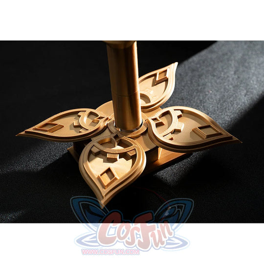 Genshin Impact Sandrone cosplay clockwork spring prop base layers gold-tone leaf gears around a central shaft