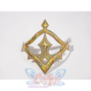 Genshin Impact Vesna cosplay costume chest ornament sets a turquoise center inside iridescent gold-tone points.