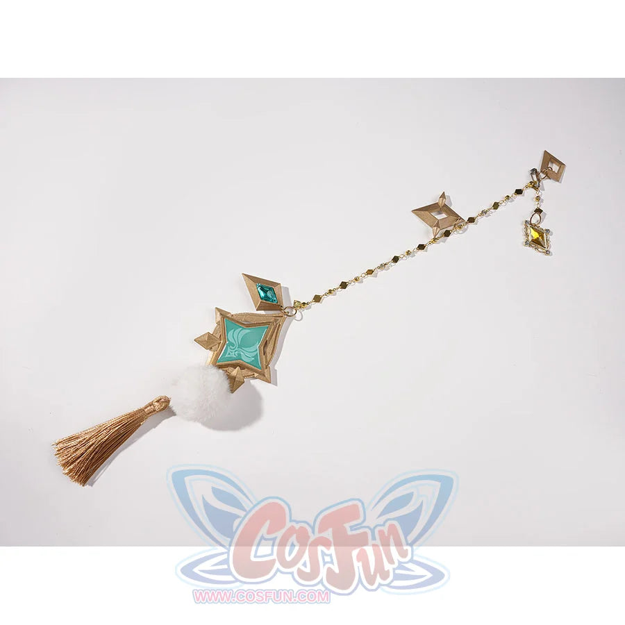 Genshin Impact Vesna cosplay costume hanging ornament links a star charm to a tassel through a gold-tone chain.