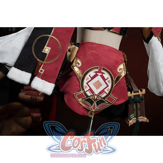 Genshin Impact Yanfei cosplay back skirt panel centers the embroidered emblem below the red strap.