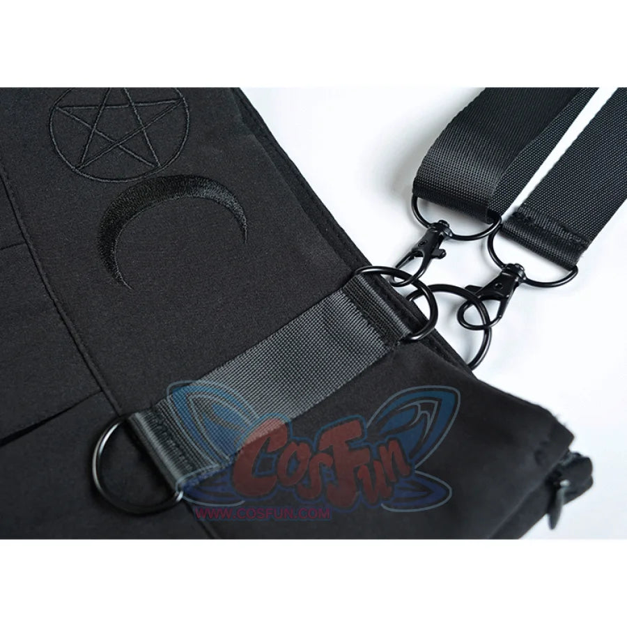 Ghost Girl Darkness Punk Shoulder Strap Pleated Skirt J40390