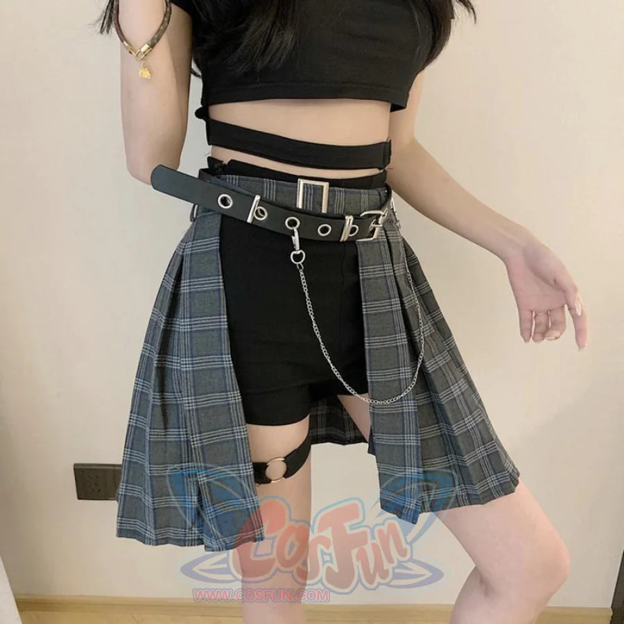 Gothic Irregular High Waist Plaid Skirt Mp006149 Dress