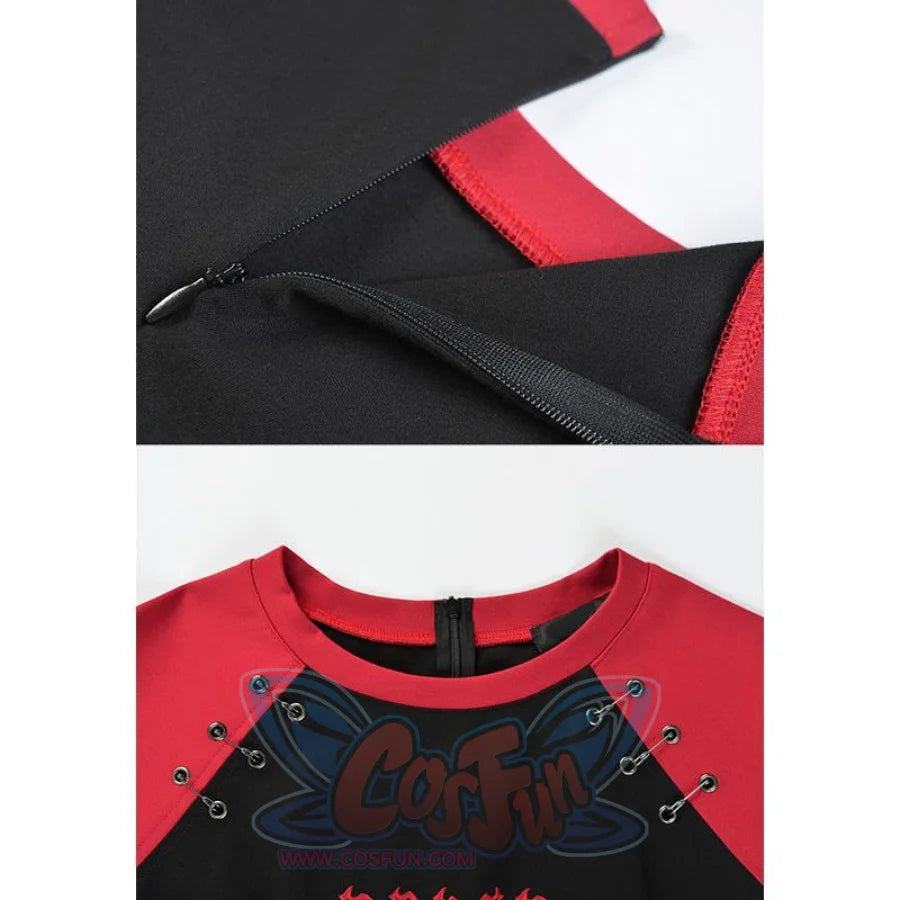 Gothic Letter Embroidery Color Block A-Line T-Shirt Dress Mp006173