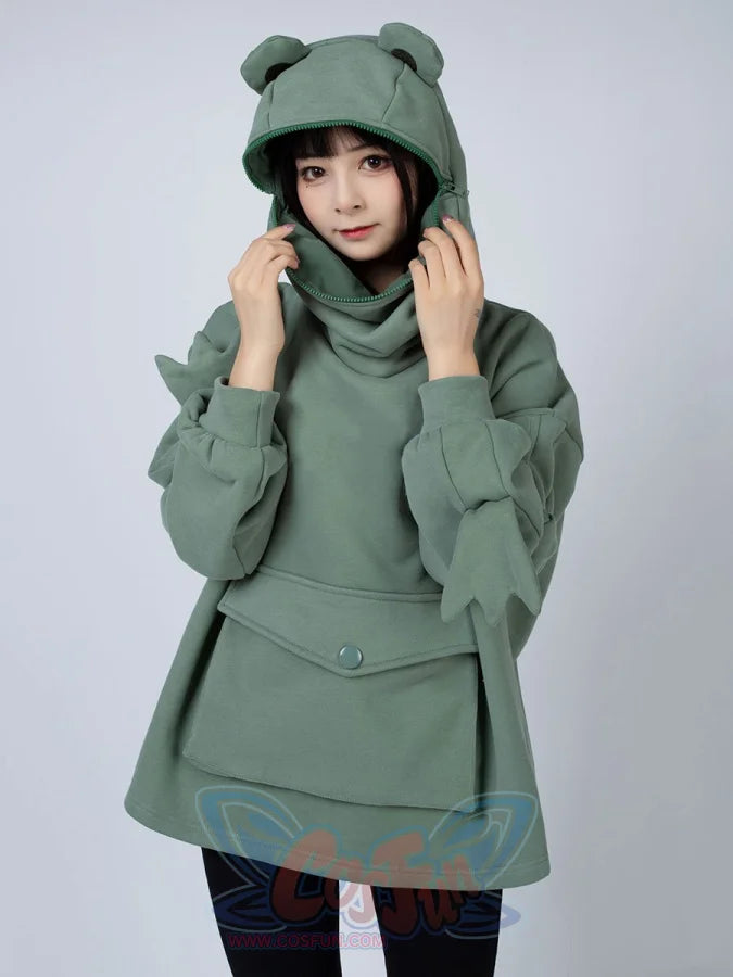 Green Froggy Big Pocket Oversized Hoodie Coat C00064-N S Hoodie