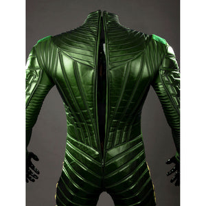Green Goblin Norman Osborn cosplay costume back torso detail follows ribbed green plates down the spine.