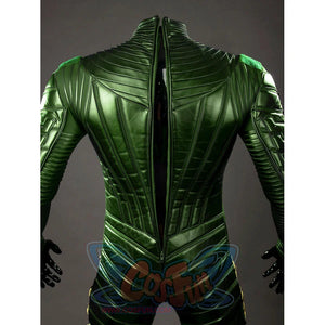Green Goblin Norman Osborn cosplay costume back torso detail follows ribbed green plates down the spine.