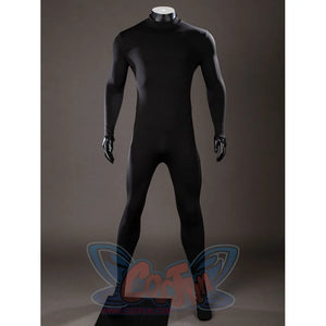 Green Lantern Guy Gardner cosplay bodysuit front view keeps the black stretch suit clean and fitted.