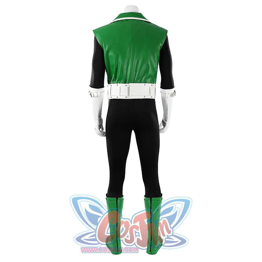 COSFUN Green Lantern Guy Gardner cosplay costume front view pairs a green vest with a black bodysuit