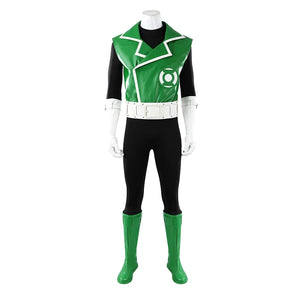 COSFUN Green Lantern Guy Gardner cosplay costume front view pairs a green vest with a black bodysuit