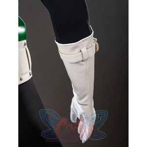 Green Lantern Guy Gardner cosplay glove cuff detail wraps a white strap around the forearm edge.