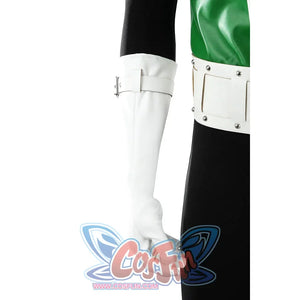 Green Lantern Guy Gardner cosplay white glove detail shows a fitted cuff beside black sleeve fabric