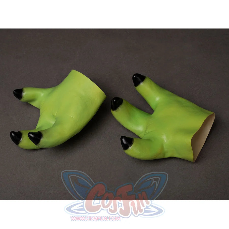 Grogu cosplay headpiece and claws curve into three finger shapes with distinct black claw points atop a matte texture.