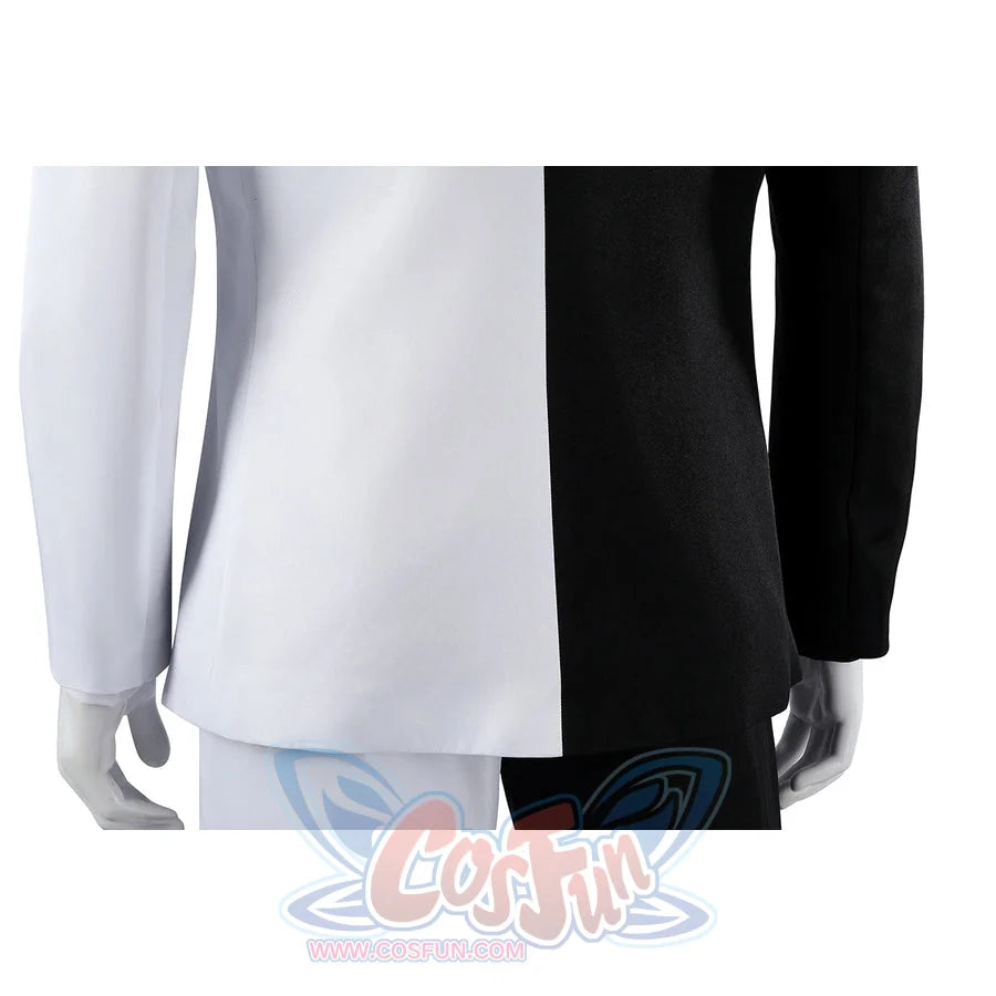 Harvey Dent Two-Face cosplay back hem detail aligns black and white jacket panels over the waist.