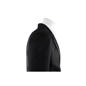 Harvey Dent Two-Face cosplay shoulder detail follows the black jacket sleeve into the split lapel.
