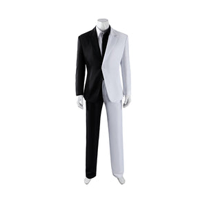 Harvey Dent Two-Face cosplay costume front view keeps the split suit sharp from jacket to pants.